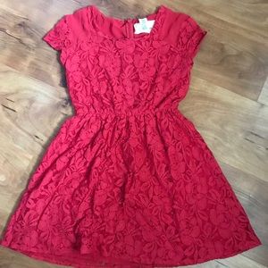 Red lace dress